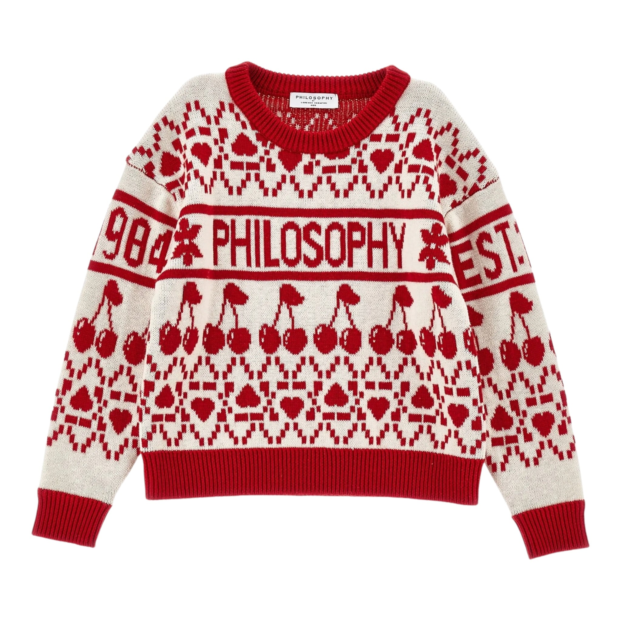 Philosophy Maglia Bicolore con Stampa Panna/Rosso per Bambina I9F602X PANNA/ROSSO PHILOSOPHY 