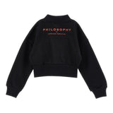 Philosophy Felpa con Zip tinta unita con Logo Nero per Bambina I9F800 NERO PHILOSOPHY 