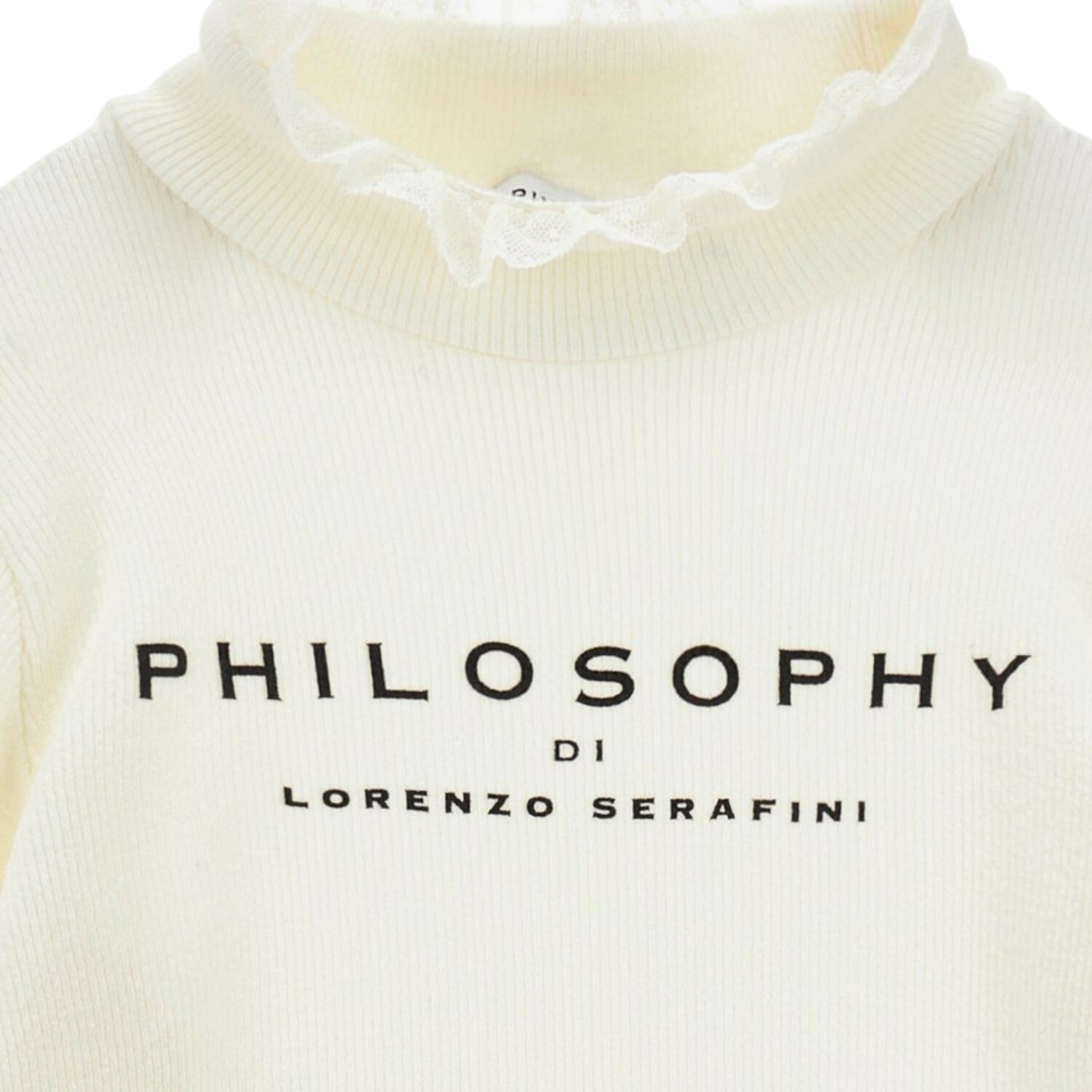 Philosophy Maglia tinta unita con Colletto Panna per Bambina IF619 PANNA PHILOSOPHY 