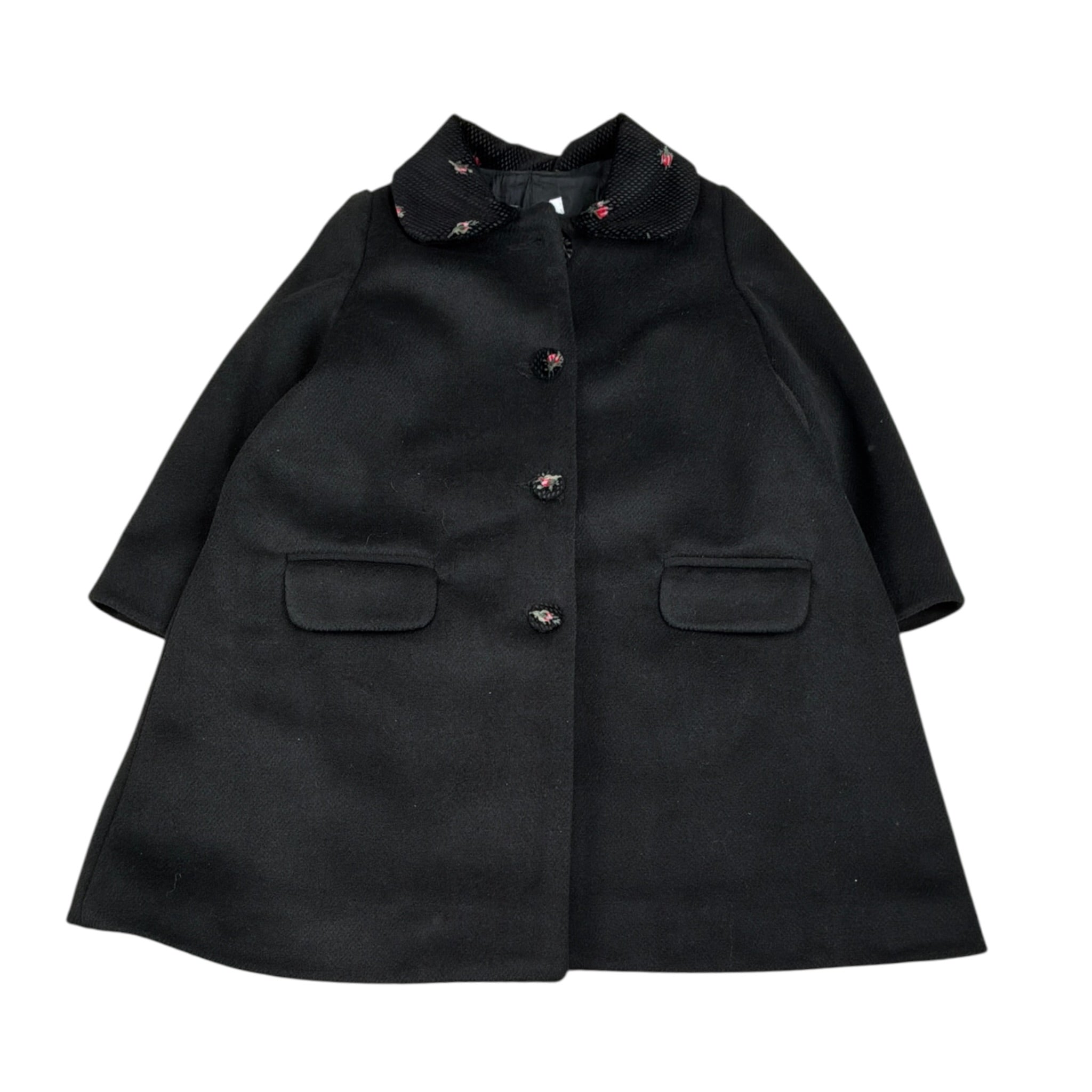 Piccola Ludo Cappotto tinta unita con Colletto Nero per Bambina BF11WB016 NERO PICCOLA LUDO 