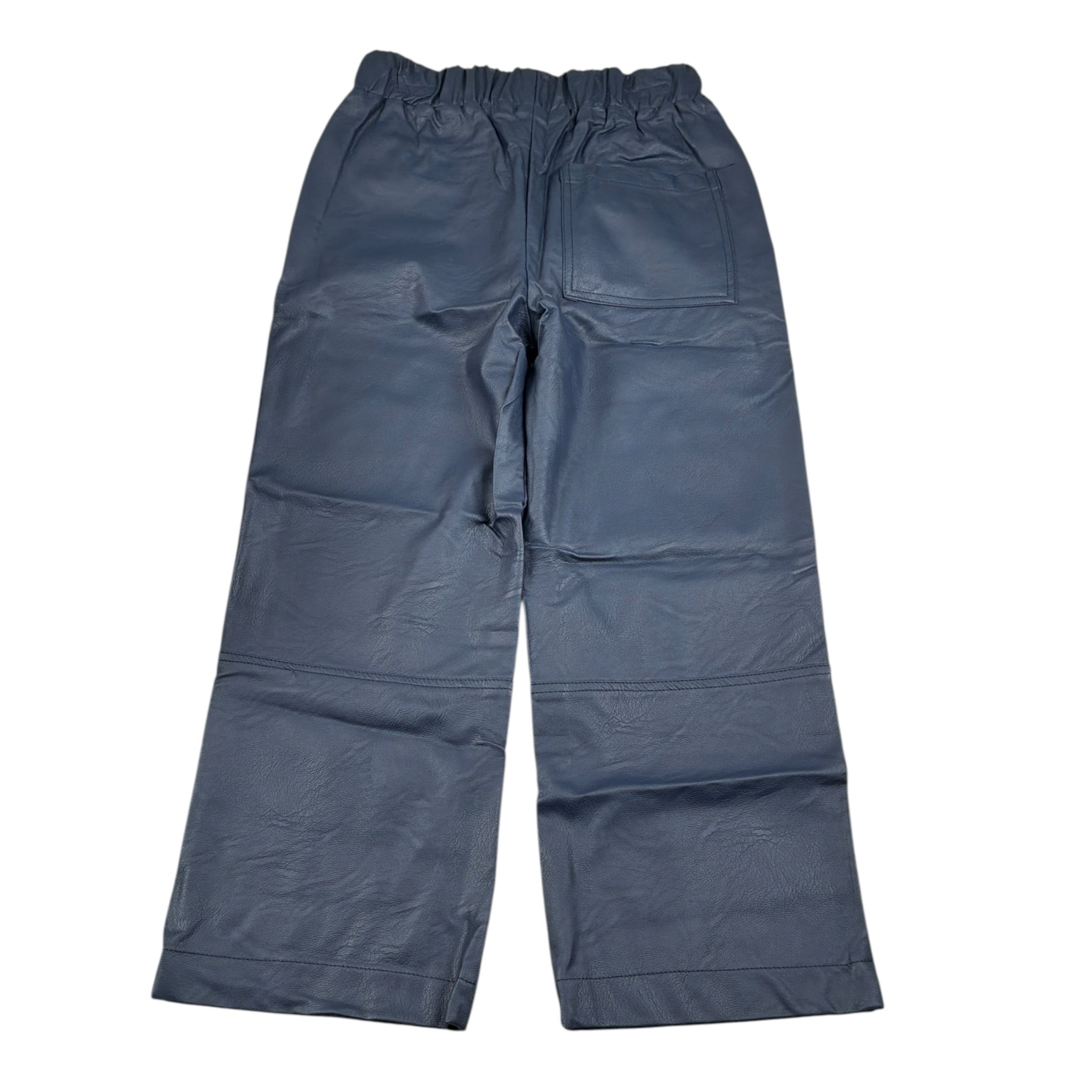 Piccola Ludo Pantalone Ecopelle tinta unita con Elastico In Vita Blu per Bambina BS9WB001 BLU PICCOLA LUDO 