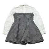 Pinko Abito Manica Lunga In Denim con Maniche In Camicia Grigio per Bambina KFAB023 GRIGIO PINKO 