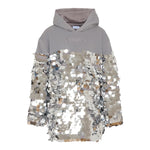 Pinko Abito Manica Lunga con Cappuccio E Paillettes Grigio per Bambina KFAB033 GRIGIO PINKO 