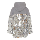 Pinko Abito Manica Lunga con Cappuccio E Paillettes Grigio per Bambina KFAB033 GRIGIO PINKO 
