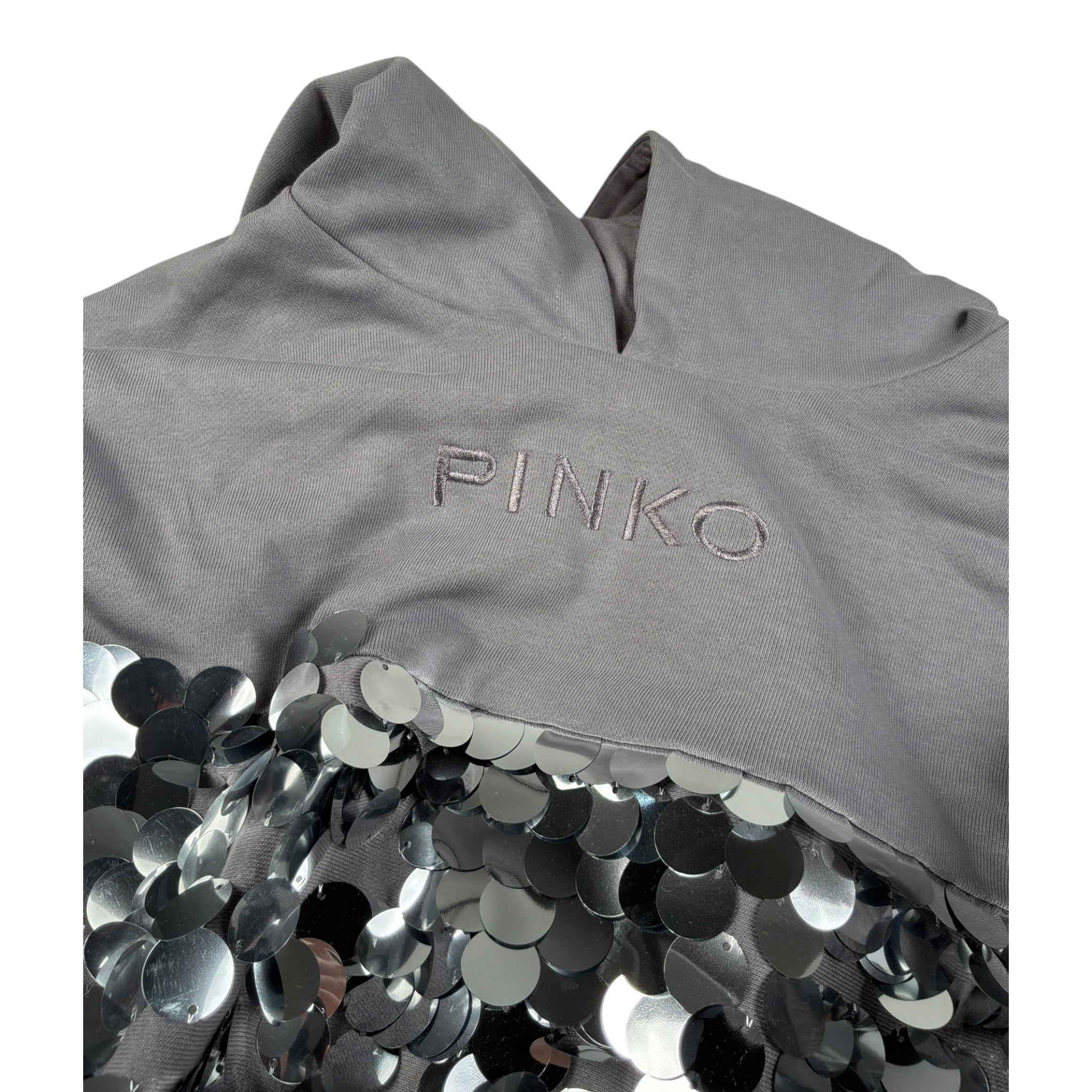 Pinko Abito Manica Lunga con Cappuccio E Paillettes Grigio per Bambina KFAB033 GRIGIO PINKO 