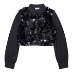 Pinko Camicia Manica Lunga Paillettata tinta unita Nero per Bambina KFCA019 NERO PINKO 