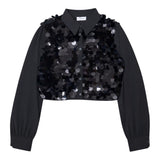 Pinko Camicia Manica Lunga Paillettata tinta unita Nero per Bambina KFCA019 NERO PINKO 