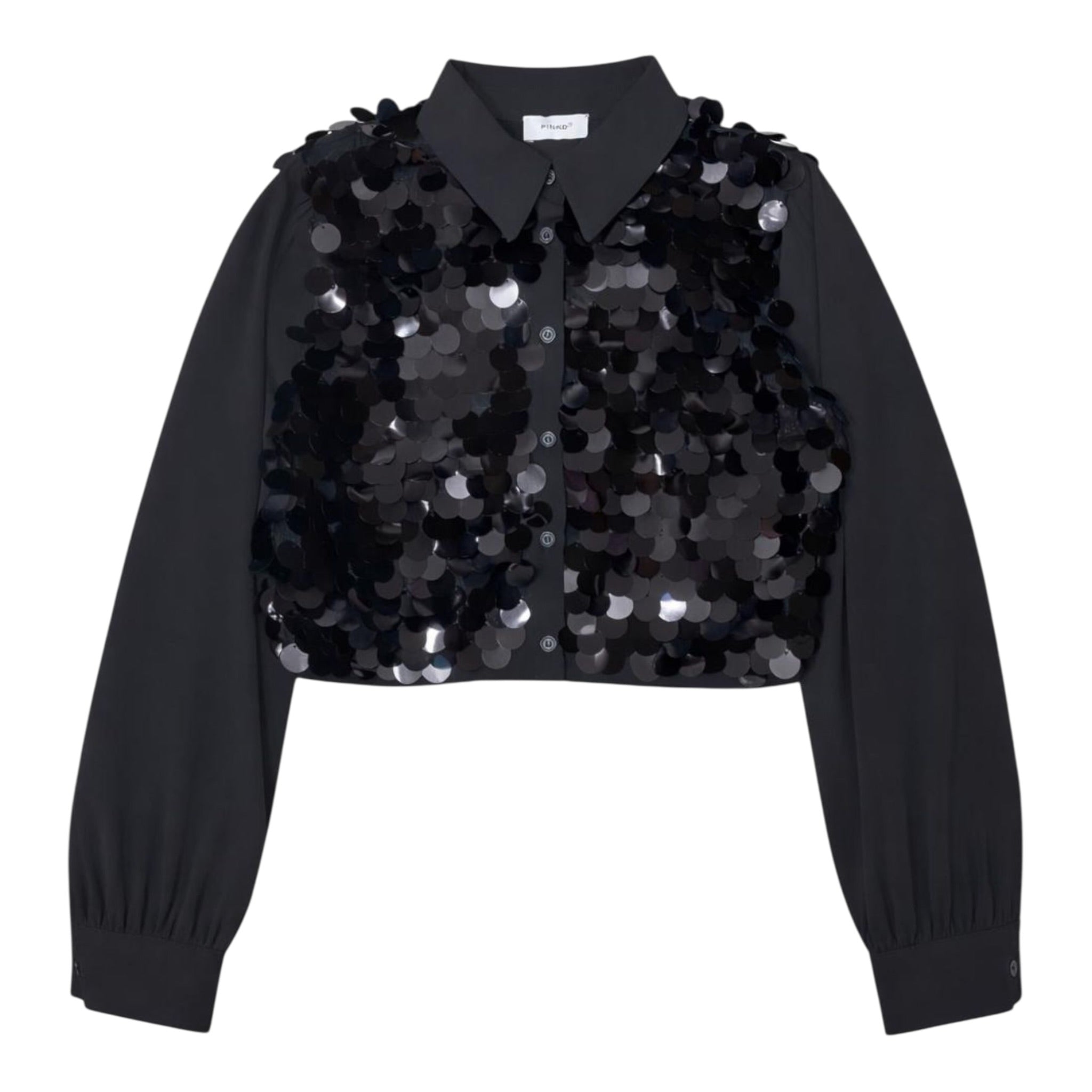 Pinko Camicia Manica Lunga Paillettata tinta unita Nero per Bambina KFCA019 NERO PINKO 