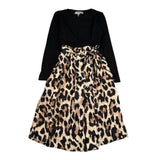 Please Abito Bicolore con Fantasia Maculata Nero per Bambina AB47364G78 NERO PLEASE 