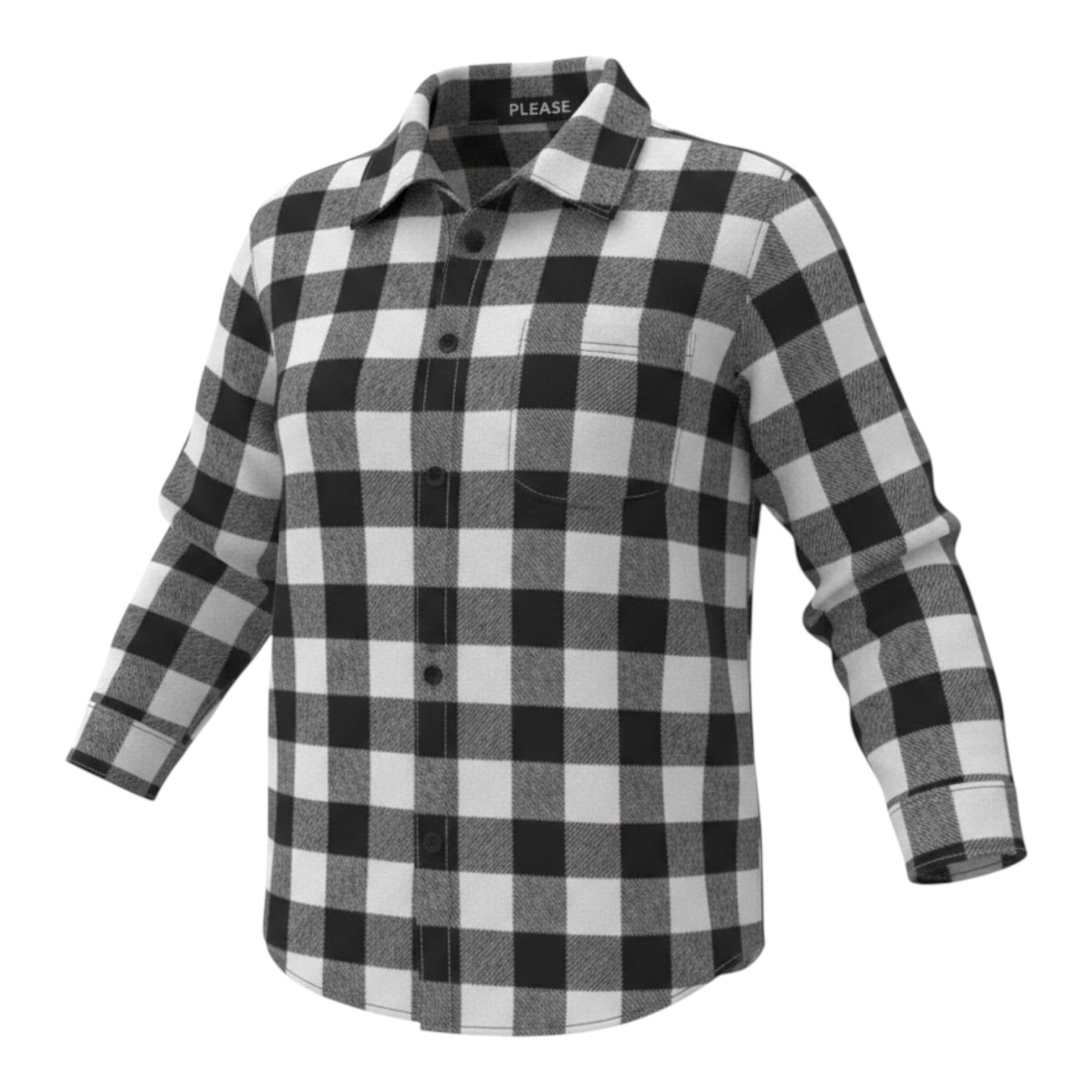 Please Camicia Bicolore con Fantasia A Quadri Bianco/Nero per Bambino CL61103B77 BIANCO/NERO PLEASE 