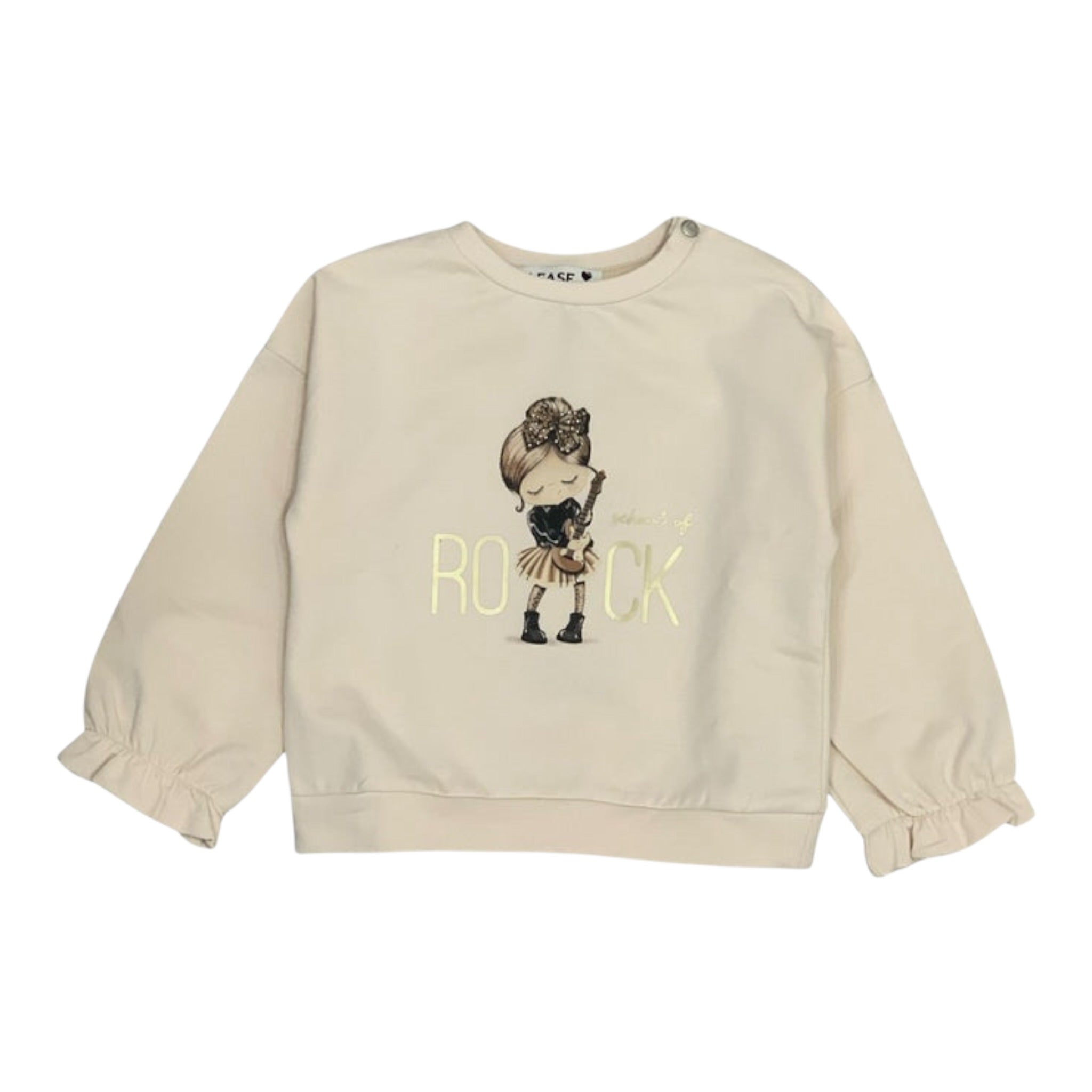 Please Felpa tinta unita Girocollo con Stampa Beige per Neonata LB03042G77XN BEIGE PLEASE 