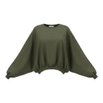Please Felpa tinta unita con Elastico Verde per Bambina LB08172G78 VERDE PLEASE 