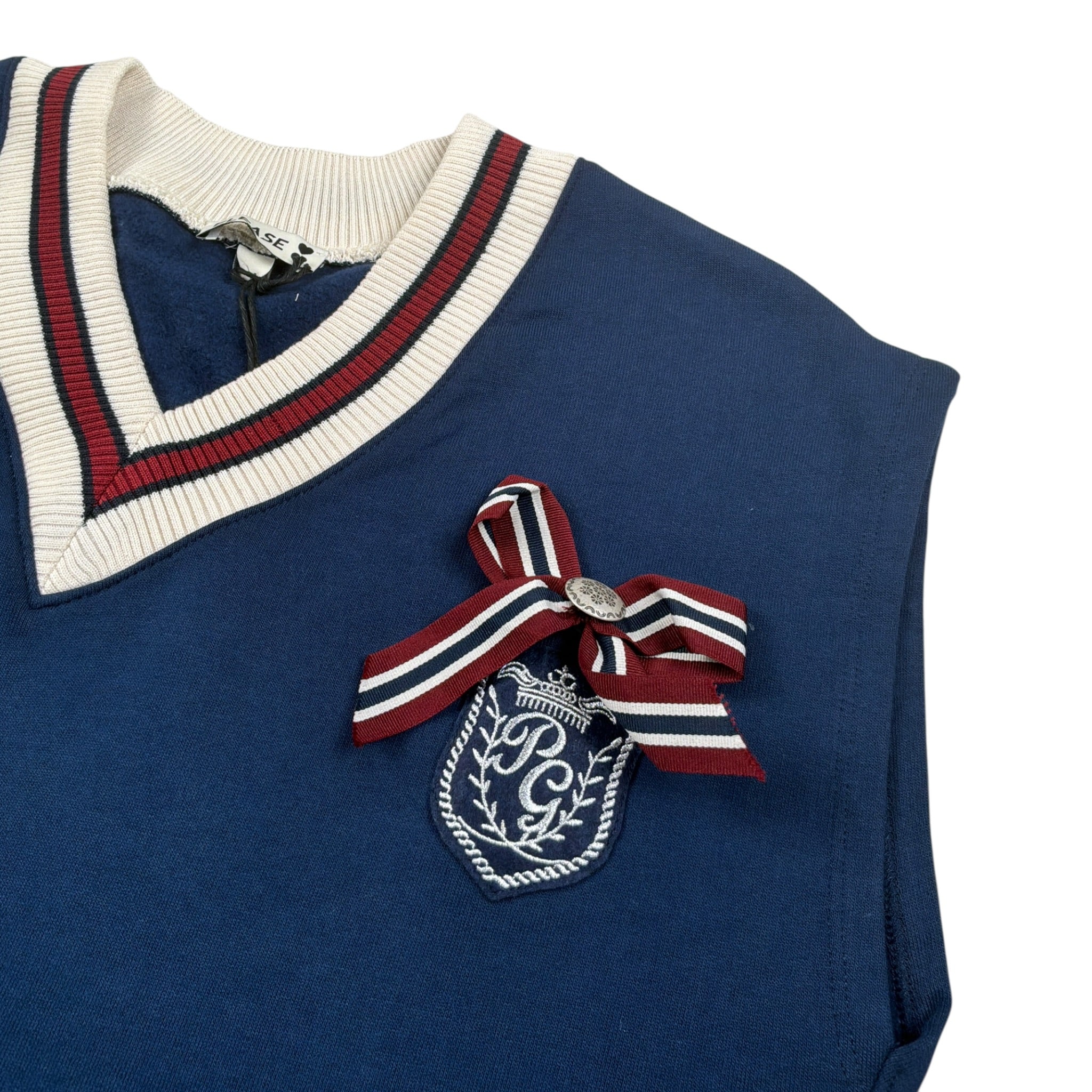 Please Gilet tinta unita con Applicazione Blu per Bambina M101040G78 BLU PLEASE 
