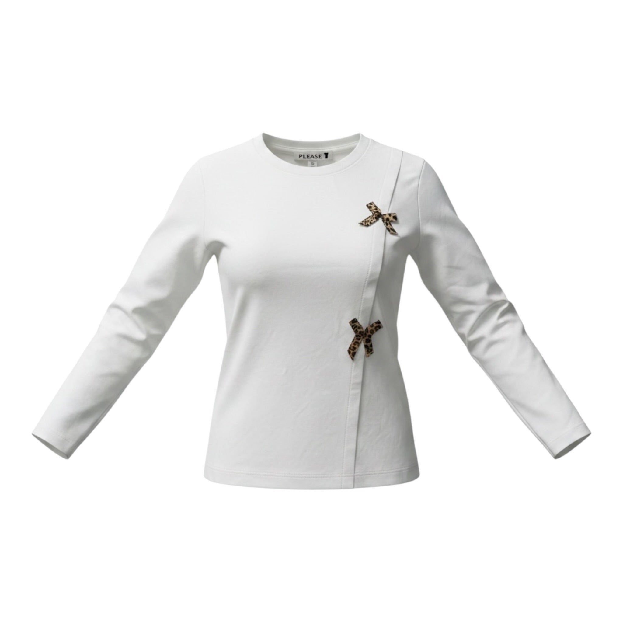 Please Shirt tinta unita con Applicazioni Bianco per Bambina ML04030G77 BIANCO PLEASE 