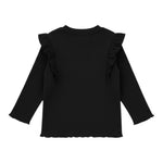 Please Maglia tinta unita con Balze Nero per Bambina ML37072G77J NERO PLEASE 