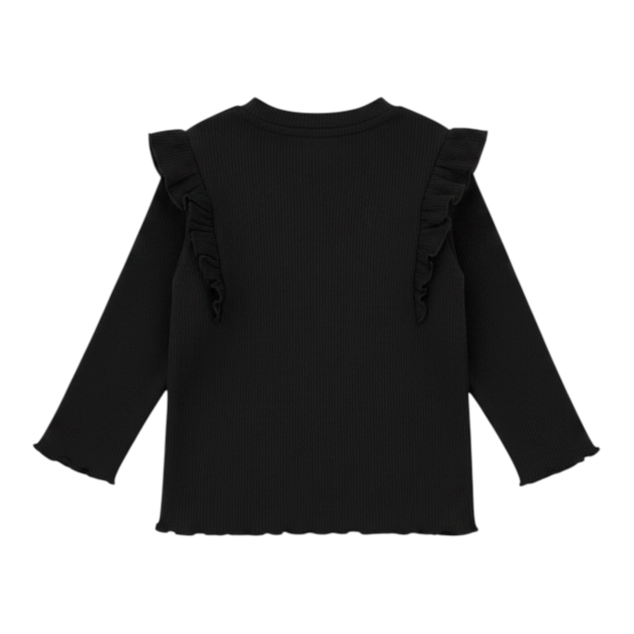 Please Maglia tinta unita con Balze Nero per Bambina ML37072G77J NERO PLEASE 