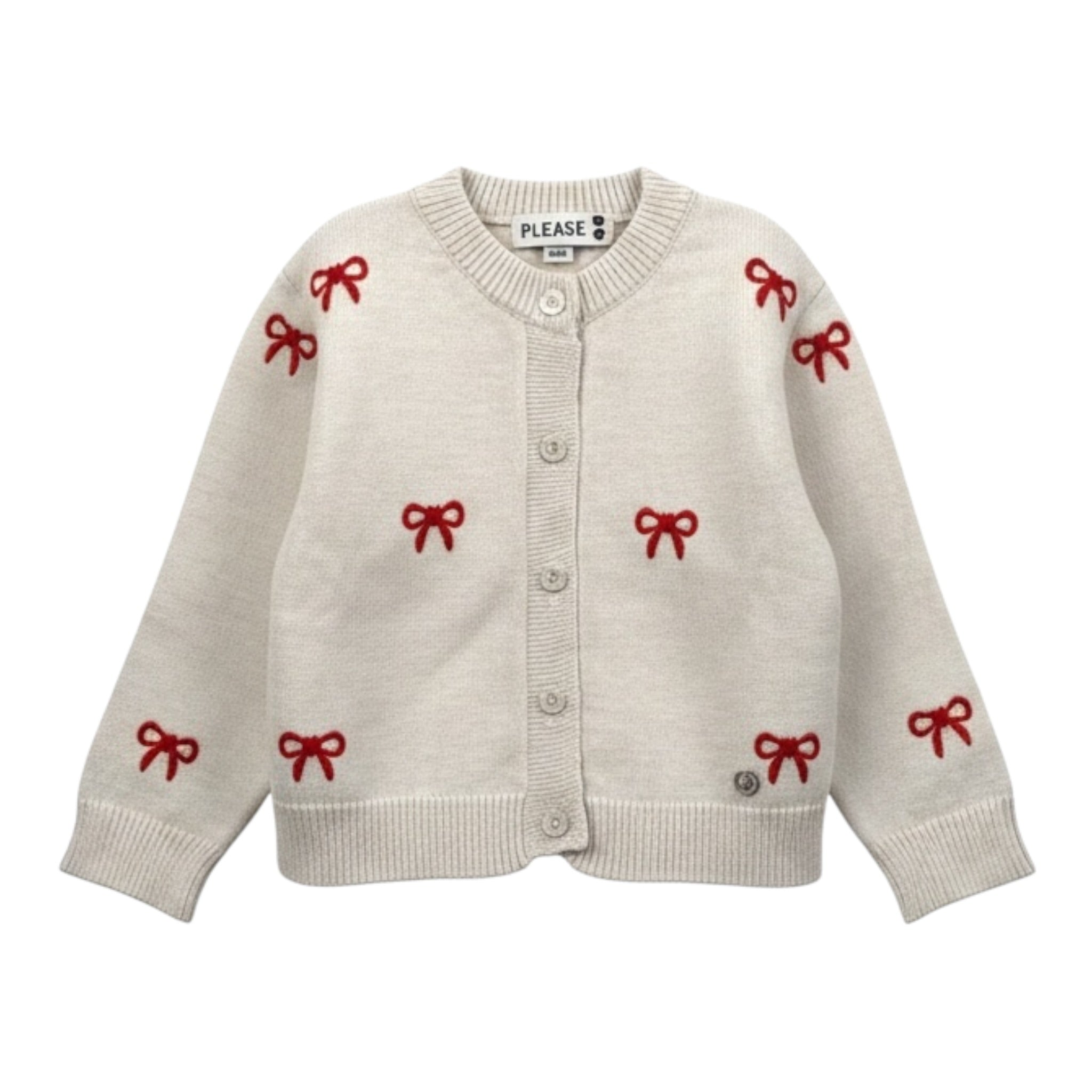 Please Cardigan tinta unita con Fiocchi Beige per Bambina NB05234G77J BEIGE PLEASE 