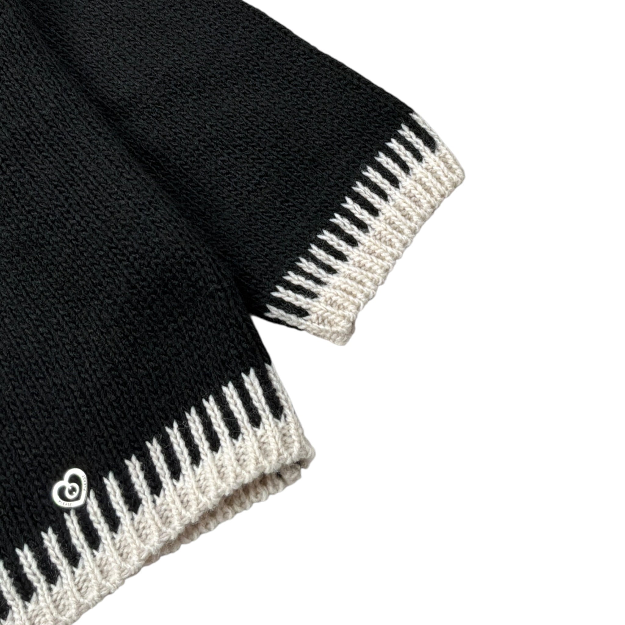 Please Maglia tinta unita con Profili In Contrasto Nero per Bambina NB17230G78 NERO PLEASE 