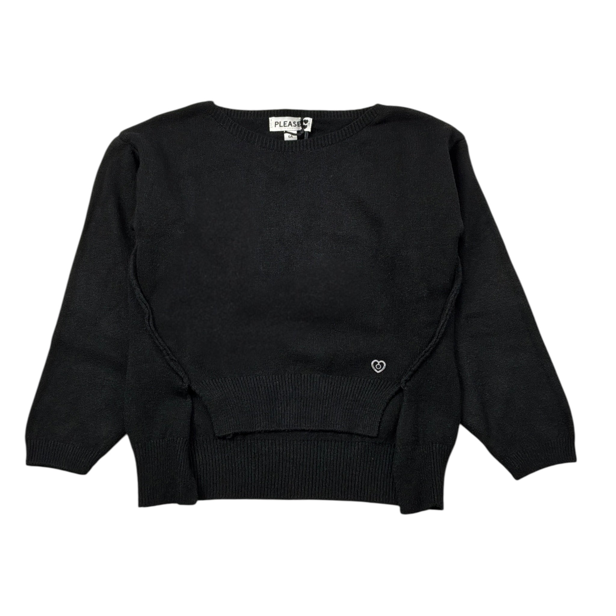 Please Maglia tinta unita Girocollo Nero per Bambina NB20230G78 NERO PLEASE 