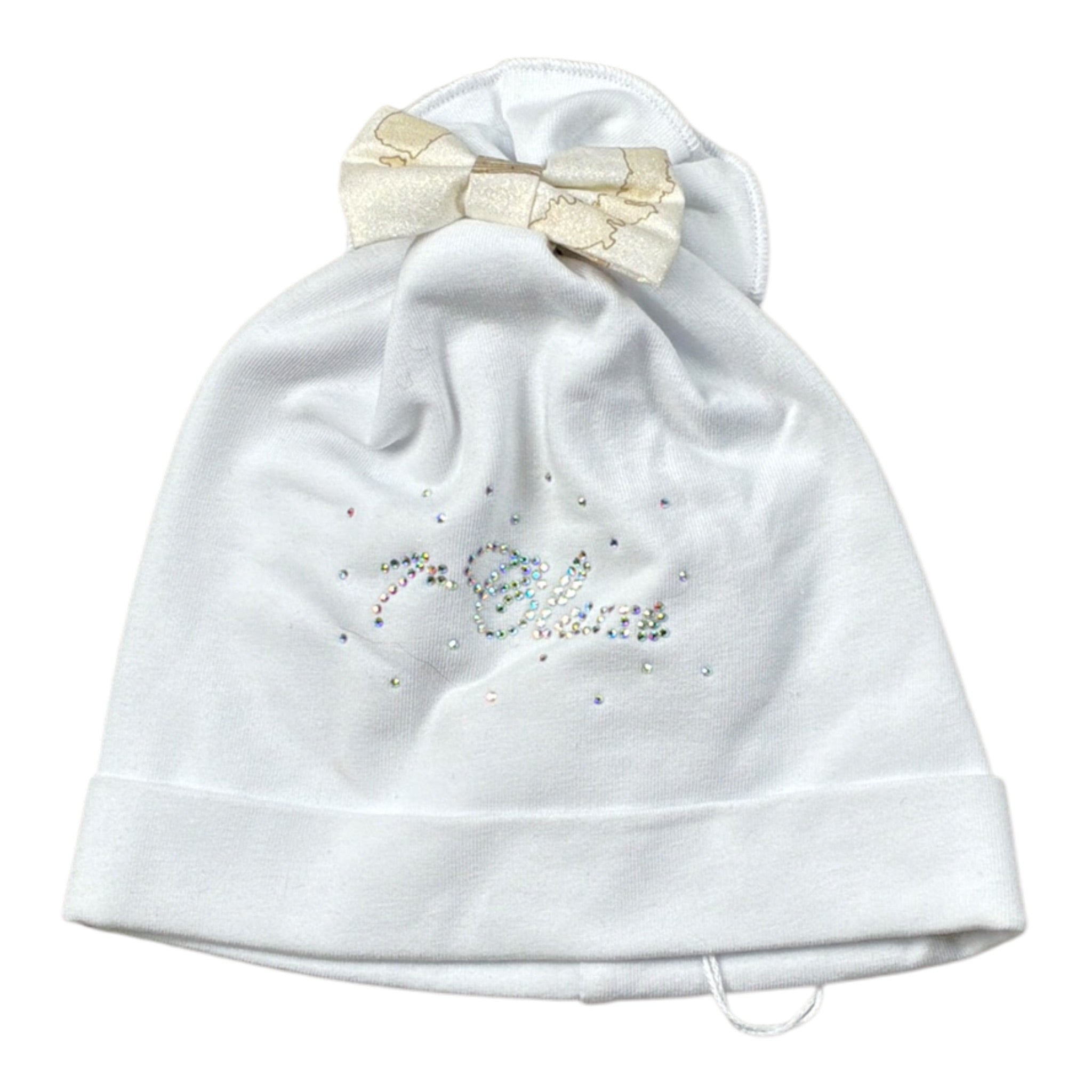Prima Classe Cappello tinta unita con Fiocco Bianco per Neonata 25CAP0417 BIANCO PRIMA CLASSE 