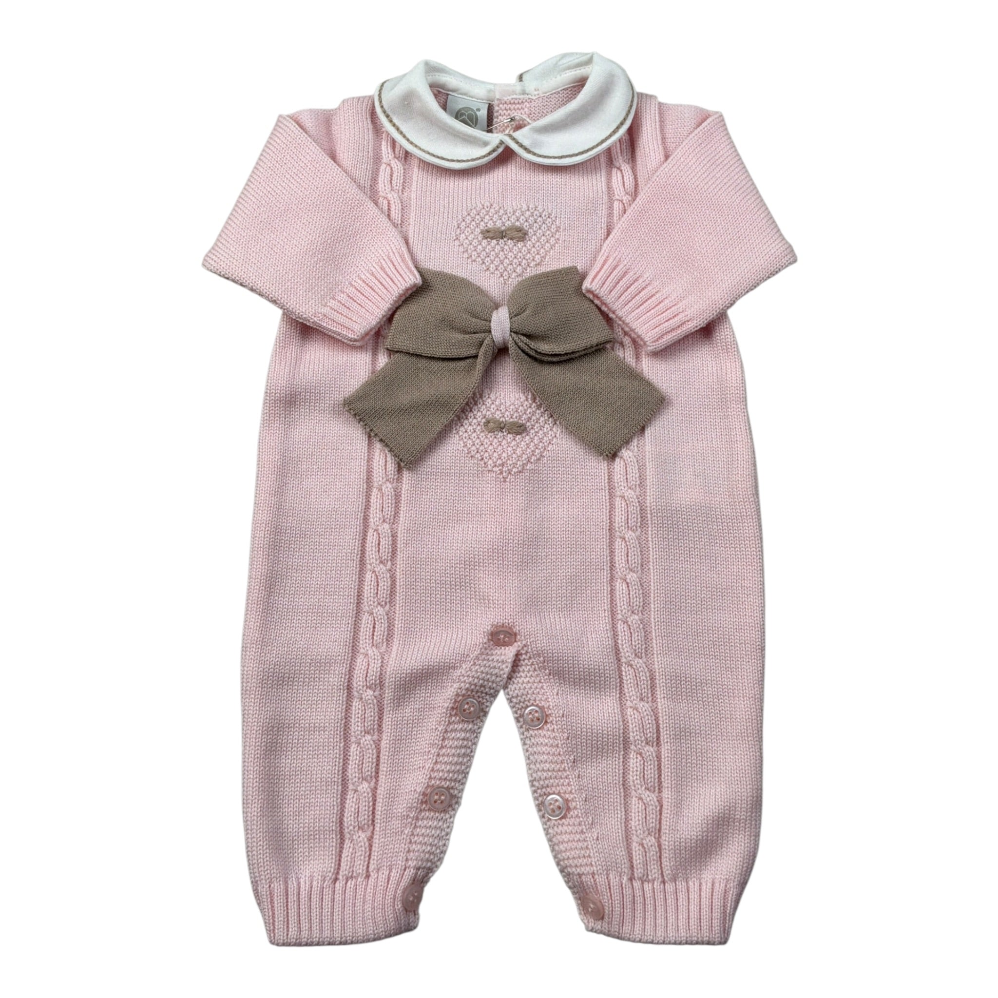 Marlu' Tutina Manica Lunga tinta unita con Fiocco Rosa per Neonata IB2110 ROSA MARLU' 