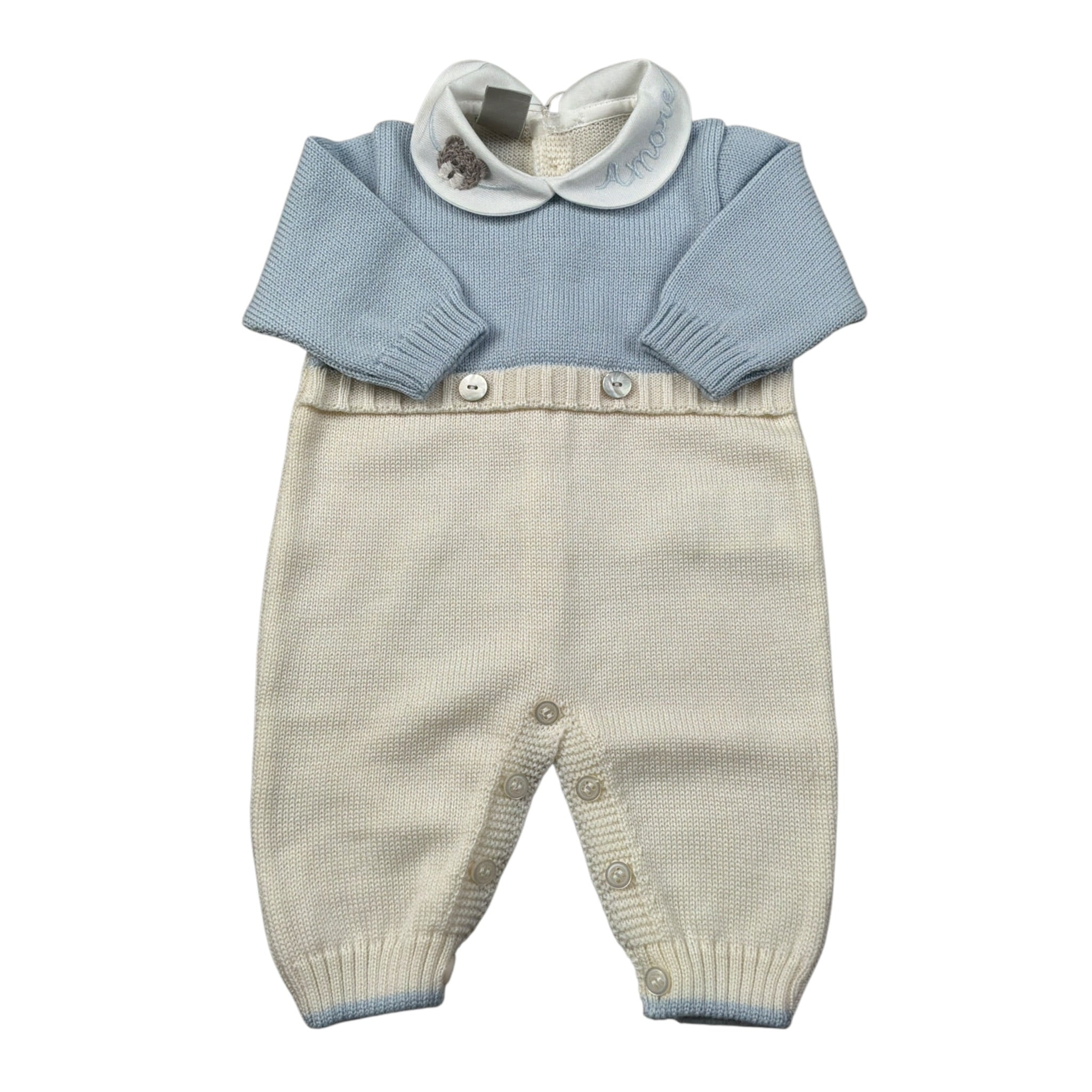 Marlu' Tutina Manica Lunga Bicolore Panna/Azzurro per Neonato IB6510 PANNA/AZZURRO MARLU' 