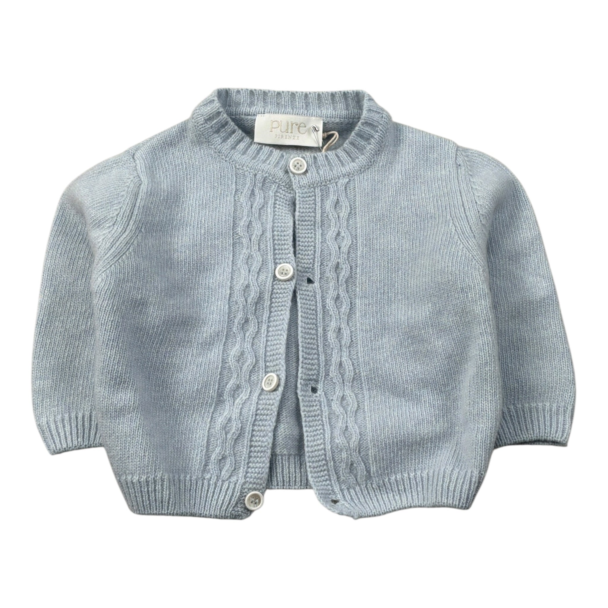 Pure Cardigan tinta unita Azzurro per Neonato PC02617 AZZURRO PURE 