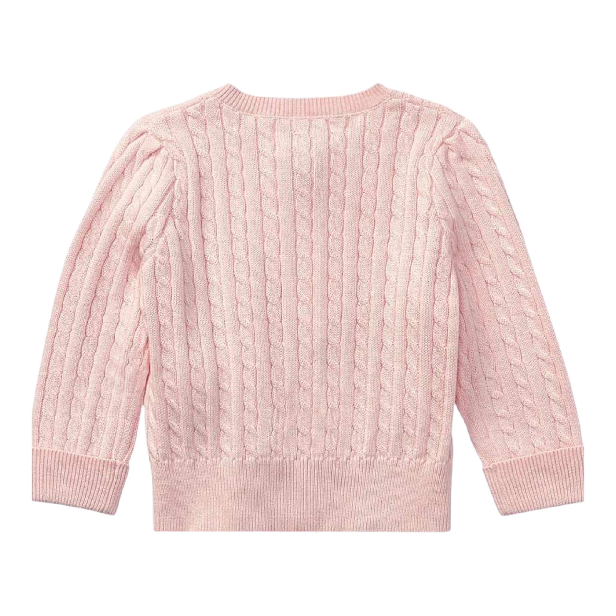 Ralph Lauren Cardigan tinta unita con Logo Rosa per Neonata 310543047006 ROSA RALPH LAUREN 