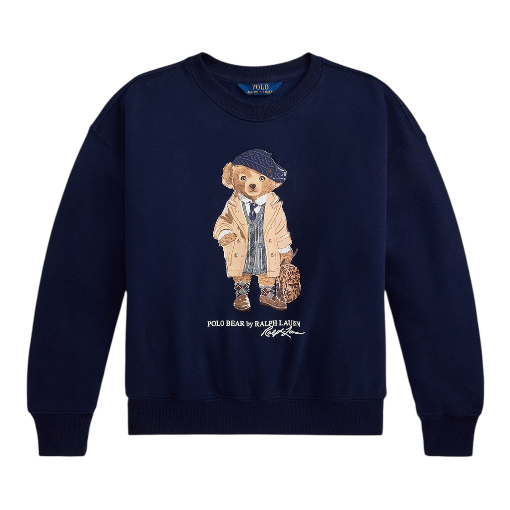 Ralph Lauren Felpa Chiusa Girocollo tinta unita con Stampa Blu per Bambino 312979037001 BLU RALPH LAUREN 