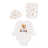 Ralph Lauren Set 3Pz Tutina-Cappello-Bavetta Bianco per Neonato 320P00760001 BIANCO RALPH LAUREN 