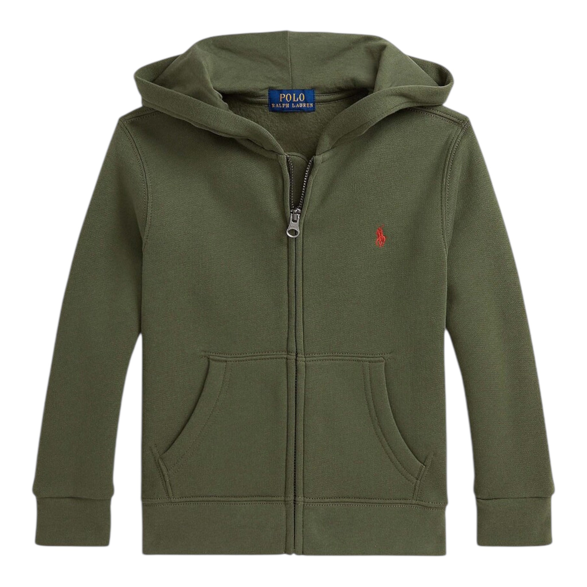 Ralph Lauren Felpa tinta unita con Zip E Cappuccio Verde per Neonato 322799360053 VERDE RALPH LAUREN 