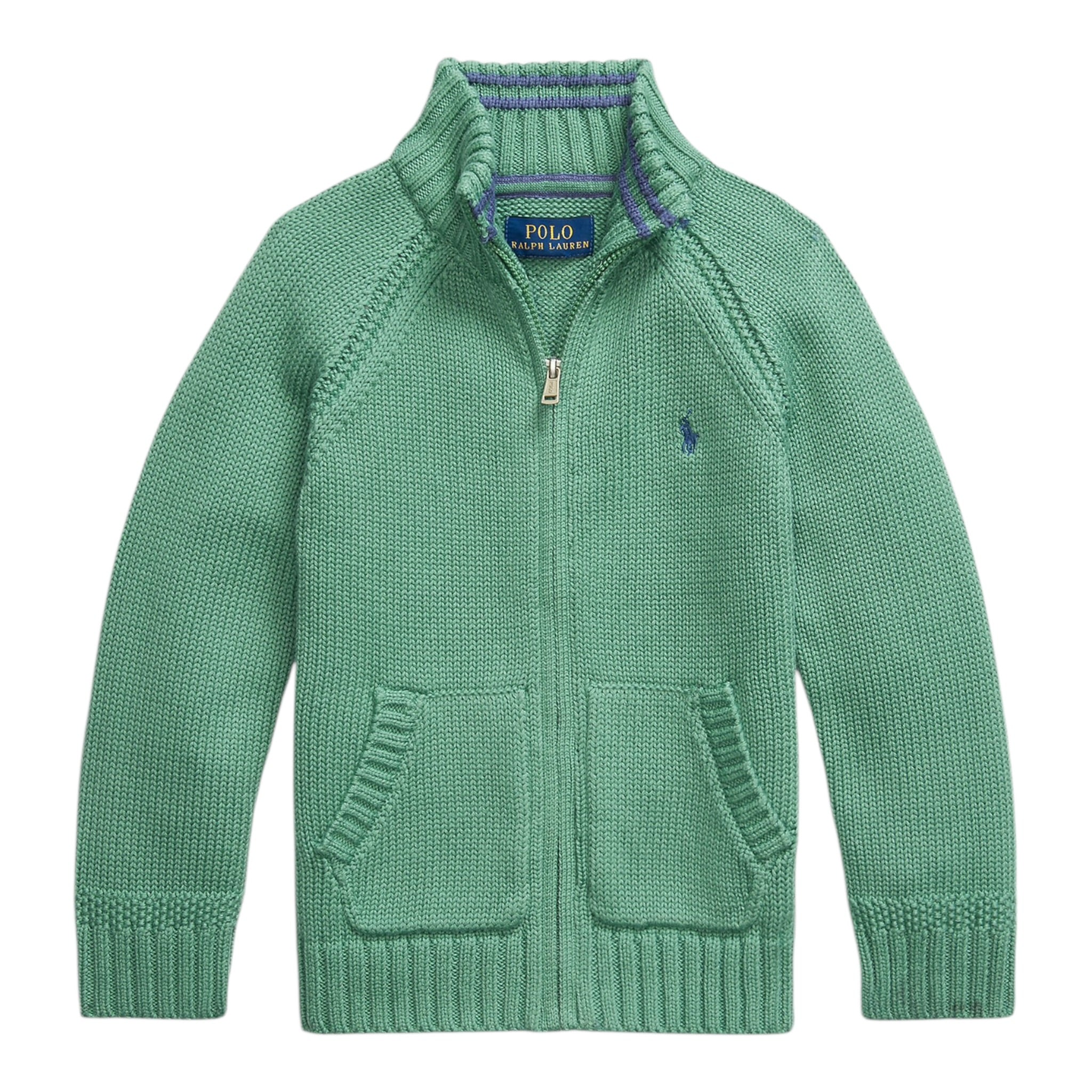 Ralph Lauren Maglia tinta unita con Zip Verde per Bambino 322970428002 VERDE RALPH LAUREN 