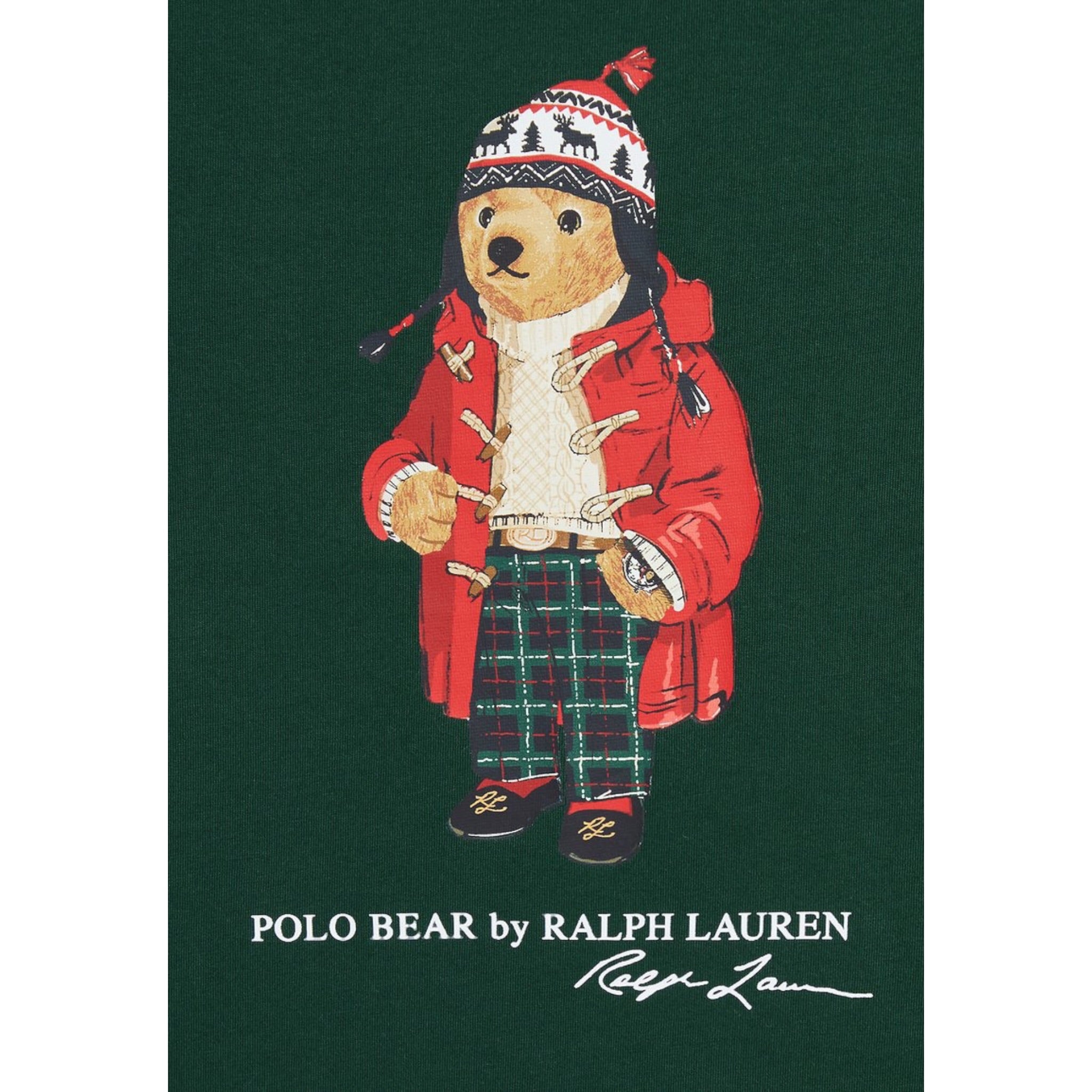 Ralph Lauren Shirt tinta unita Girocollo con Stampa Verde per Bambino 323883620009 VERDE RALPH LAUREN 
