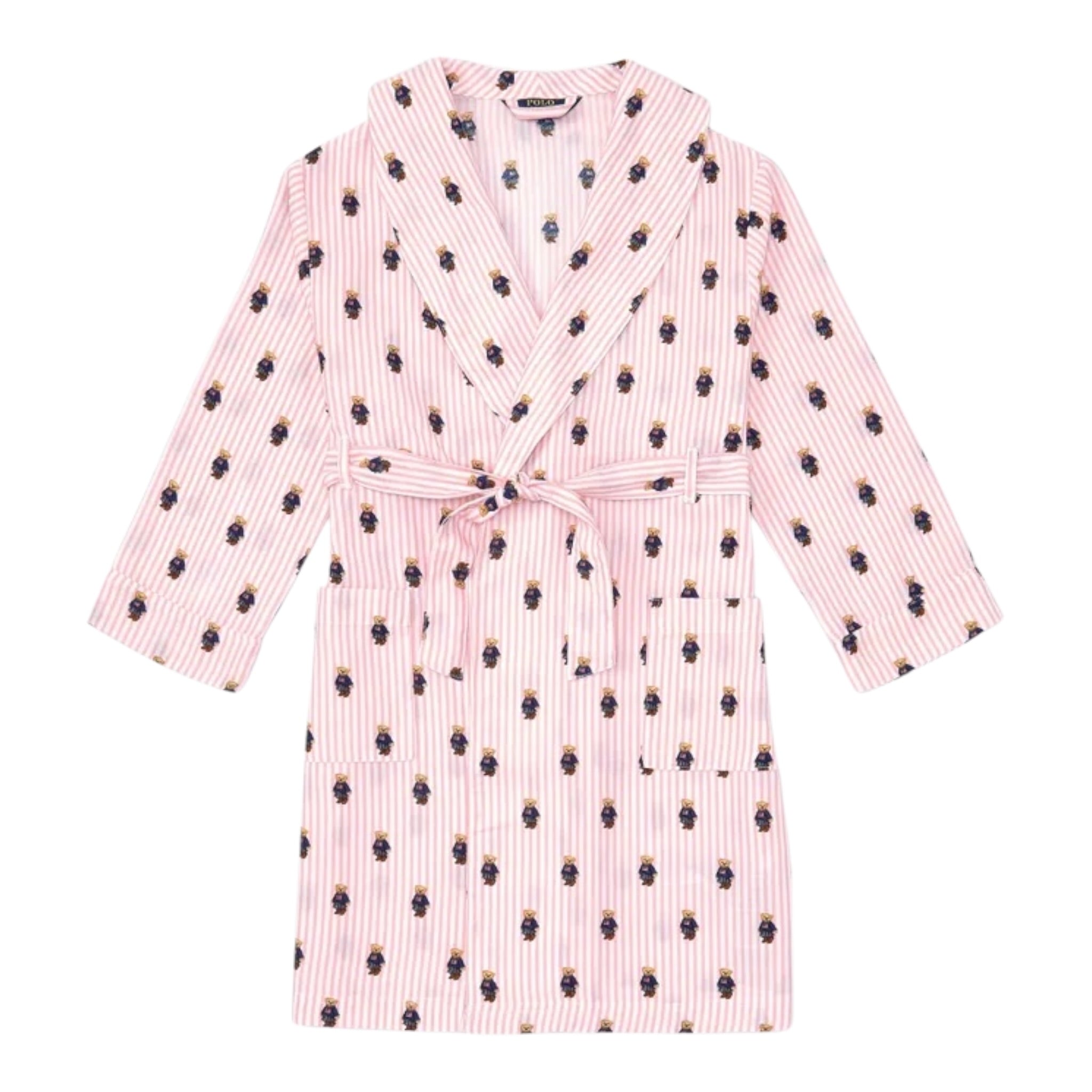 Ralph Lauren Vestaglia Fantasia A Righe con Orsi Bianco/Rosa per Bambina 4P0033 BIANCO/ROSA RALPH LAUREN 