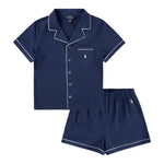 Ralph Lauren Pigiama 2 Pezzi Camicia-Short tinta unita Blu per Bambina 4P0241 BLU RALPH LAUREN 