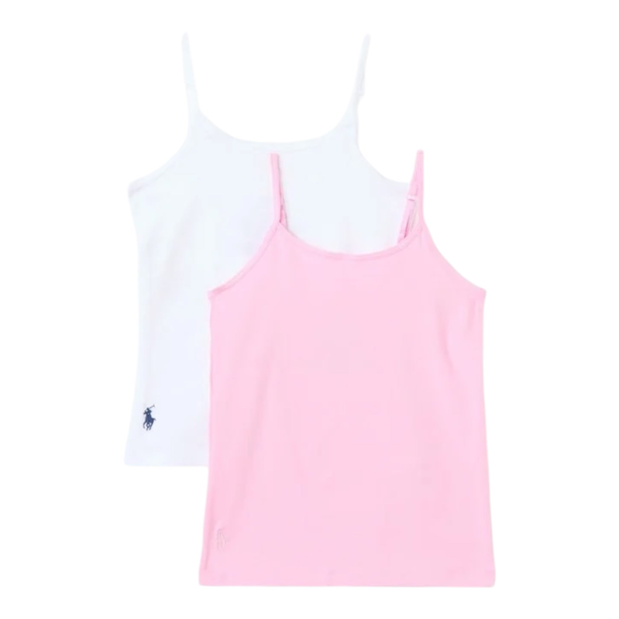 Ralph Lauren Set Canotte Bicolore Bretelline Bianco/Rosa per Bambina 4P5000 BIANCO/ROSA RALPH LAUREN 