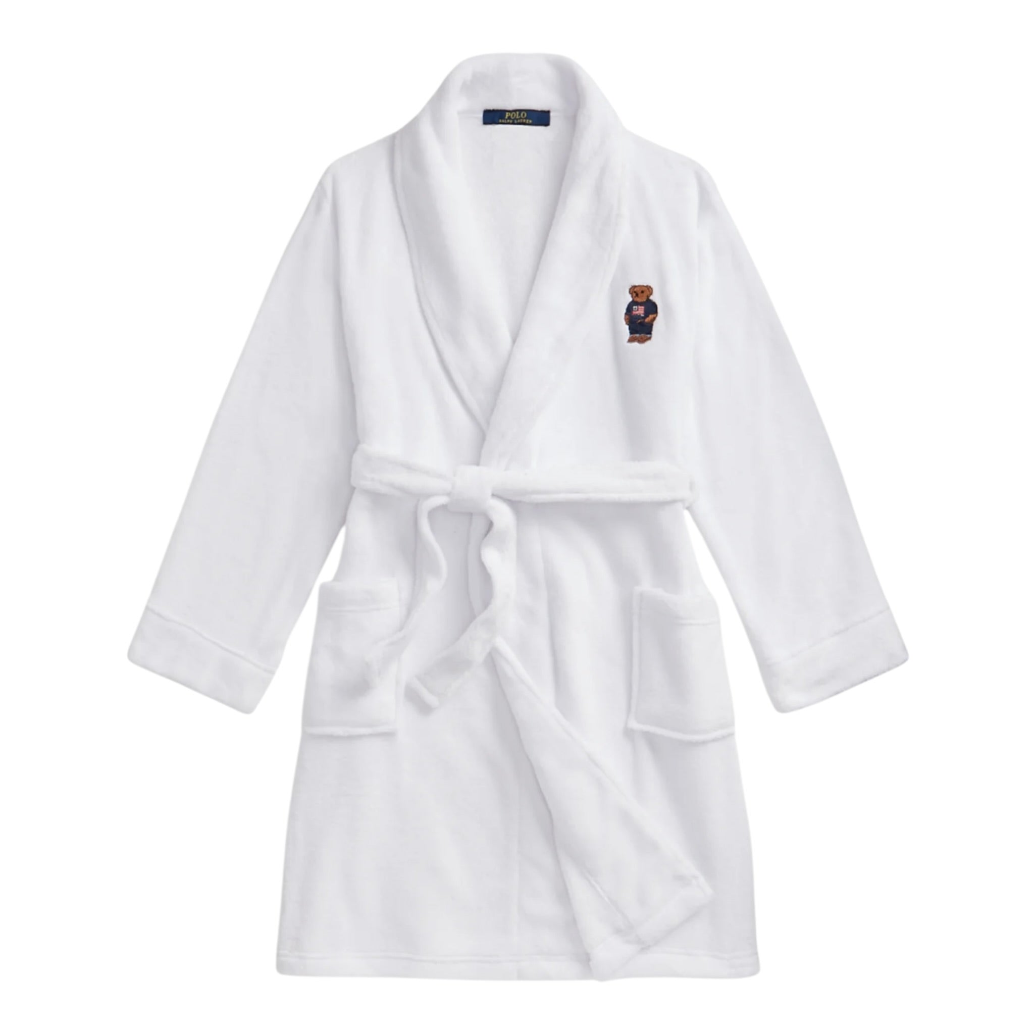 Ralph Lauren Accappatoio tinta unita con Cappuccio Bianco per Bambino 9P0042 BIANCO RALPH LAUREN 
