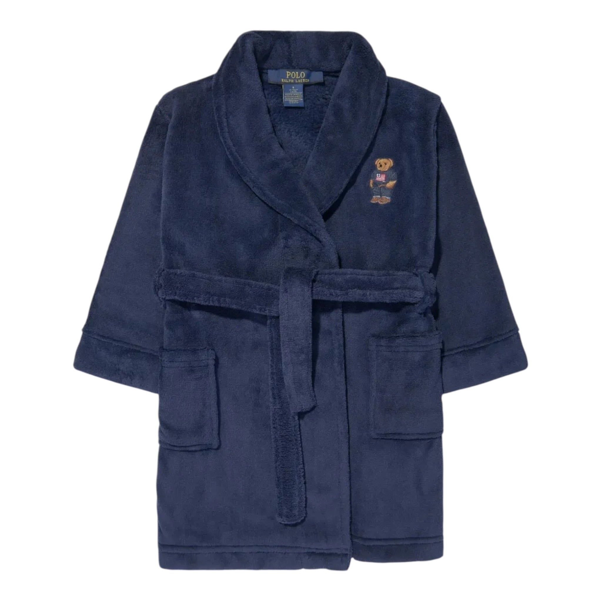 Ralph Lauren Accappatoio tinta unita con Cappuccio Blu per Bambino 9P0042 BLU RALPH LAUREN 