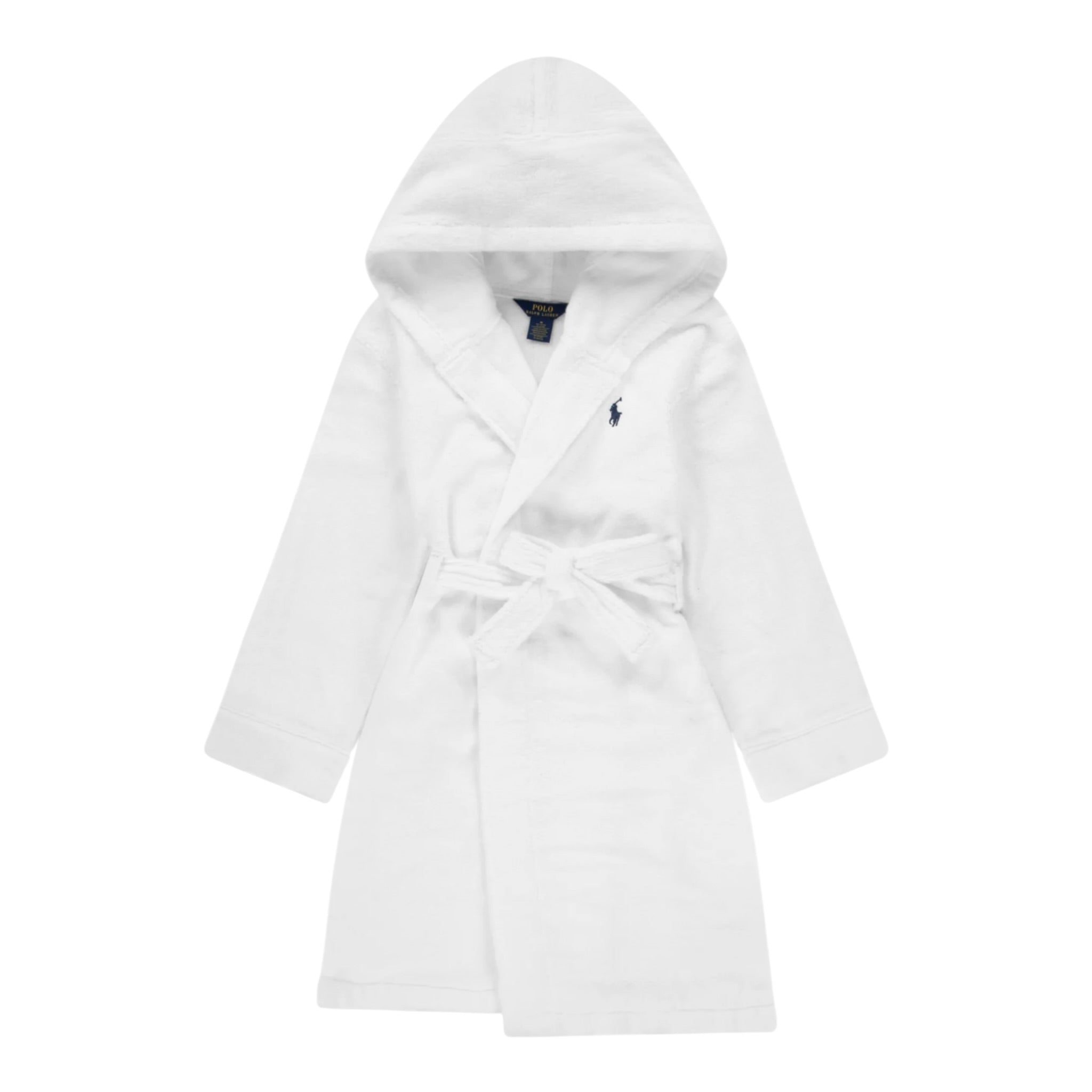 Ralph Lauren Accappatoio tinta unita con Cappuccio Bianco per Bambino 9P0188 BIANCO RALPH LAUREN 