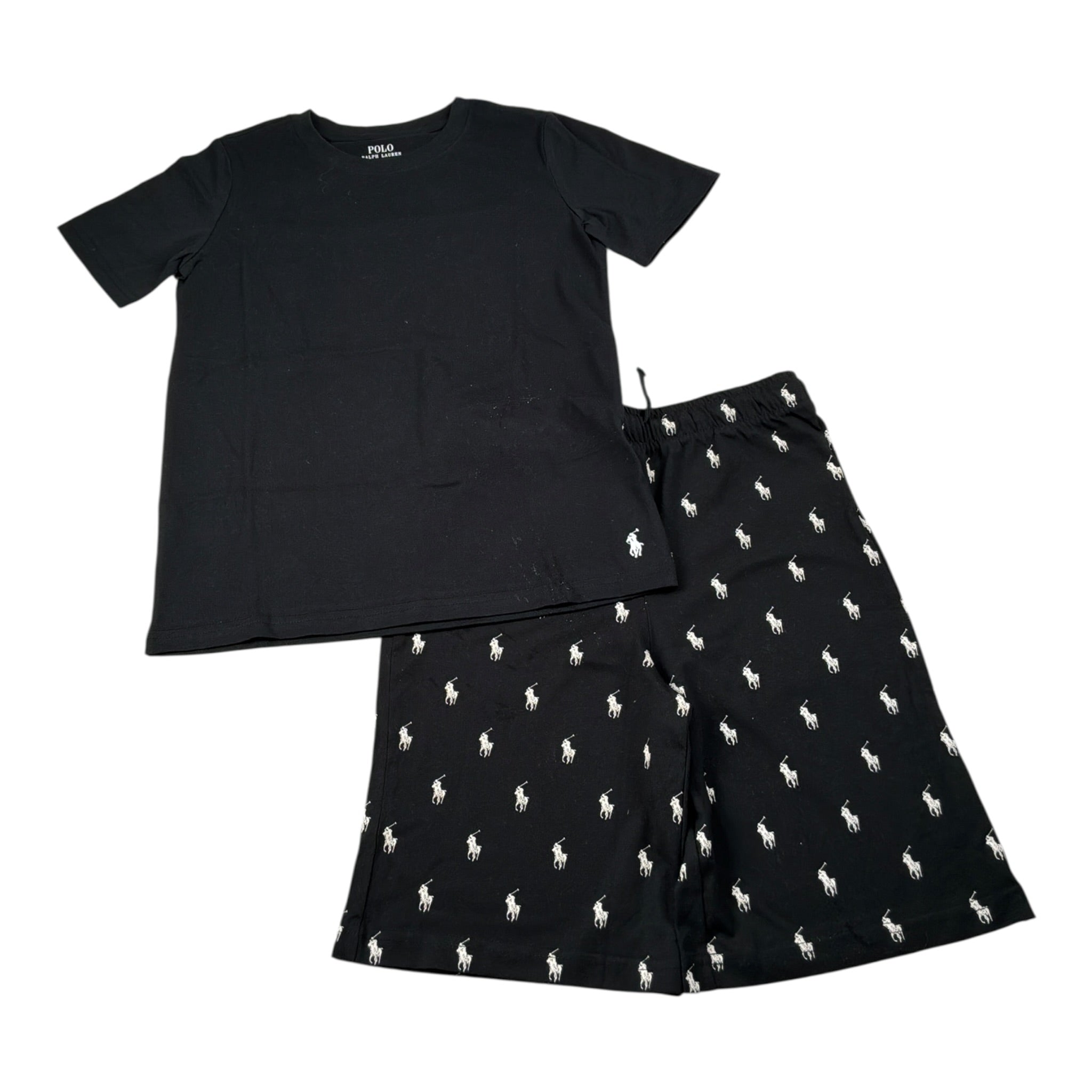 Ralph Lauren Pigiama 2 Pezzi T-Shrt + Bermuda tinta unita Nero per Bambino 9P0250 NERO RALPH LAUREN 