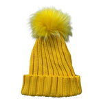 Regina Cappello tinta unita con Pon Pon Giallo per Bambina I20599 GIALLO REGINA 