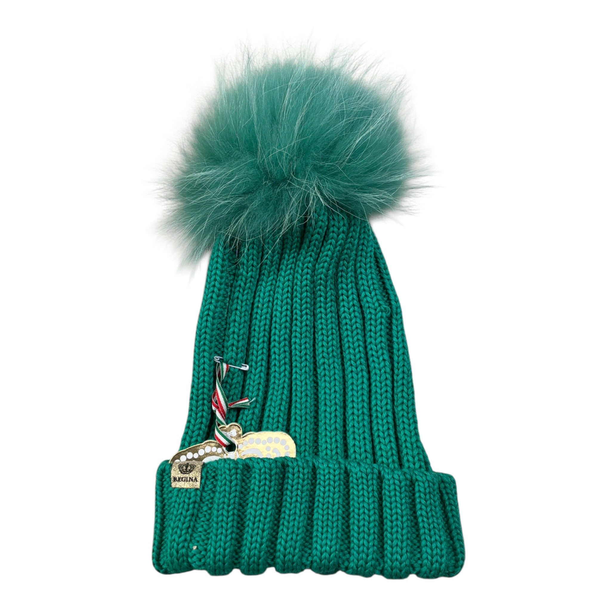 Regina Cappello tinta unita con Pon Pon Verde per Bambina I20599 VERDE REGINA 