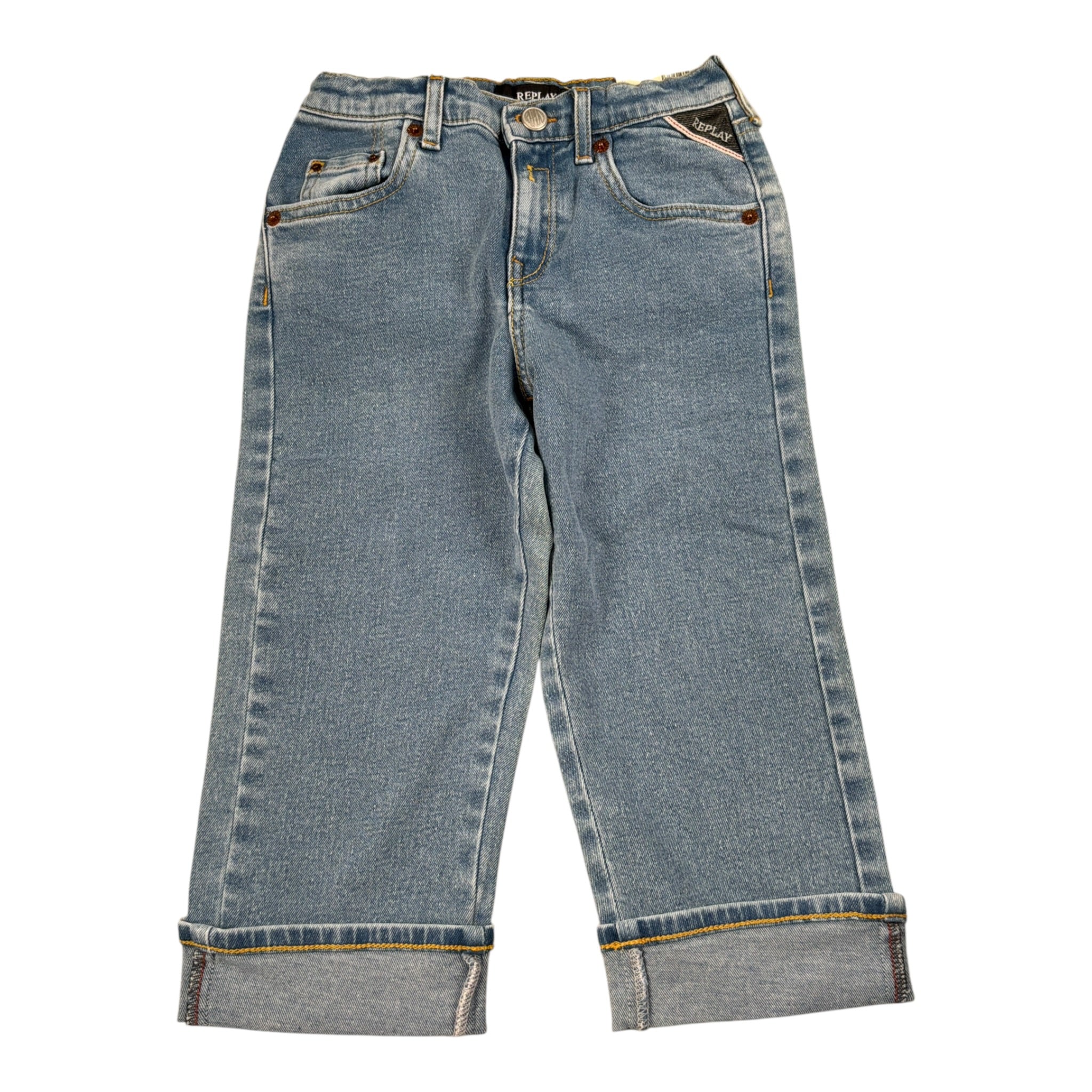 Replay Jeans tinta unita con Girovita Regolabile Azzurro per Bambino B9Z1050 AZZURRO REPLAY 