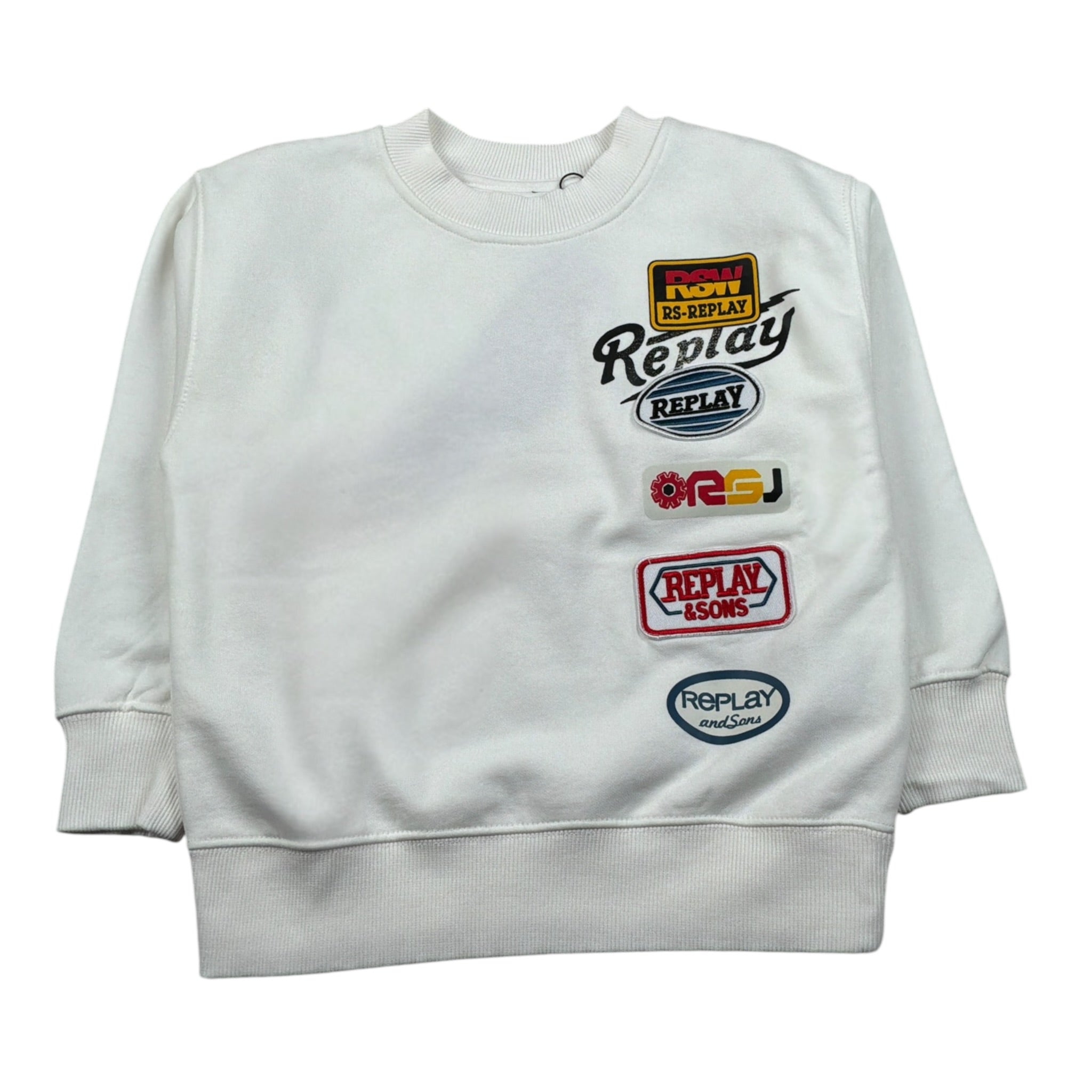 Replay Felpa Chiusa Girocollo tinta unita Bianco per Bambino SB2074 BIANCO REPLAY 