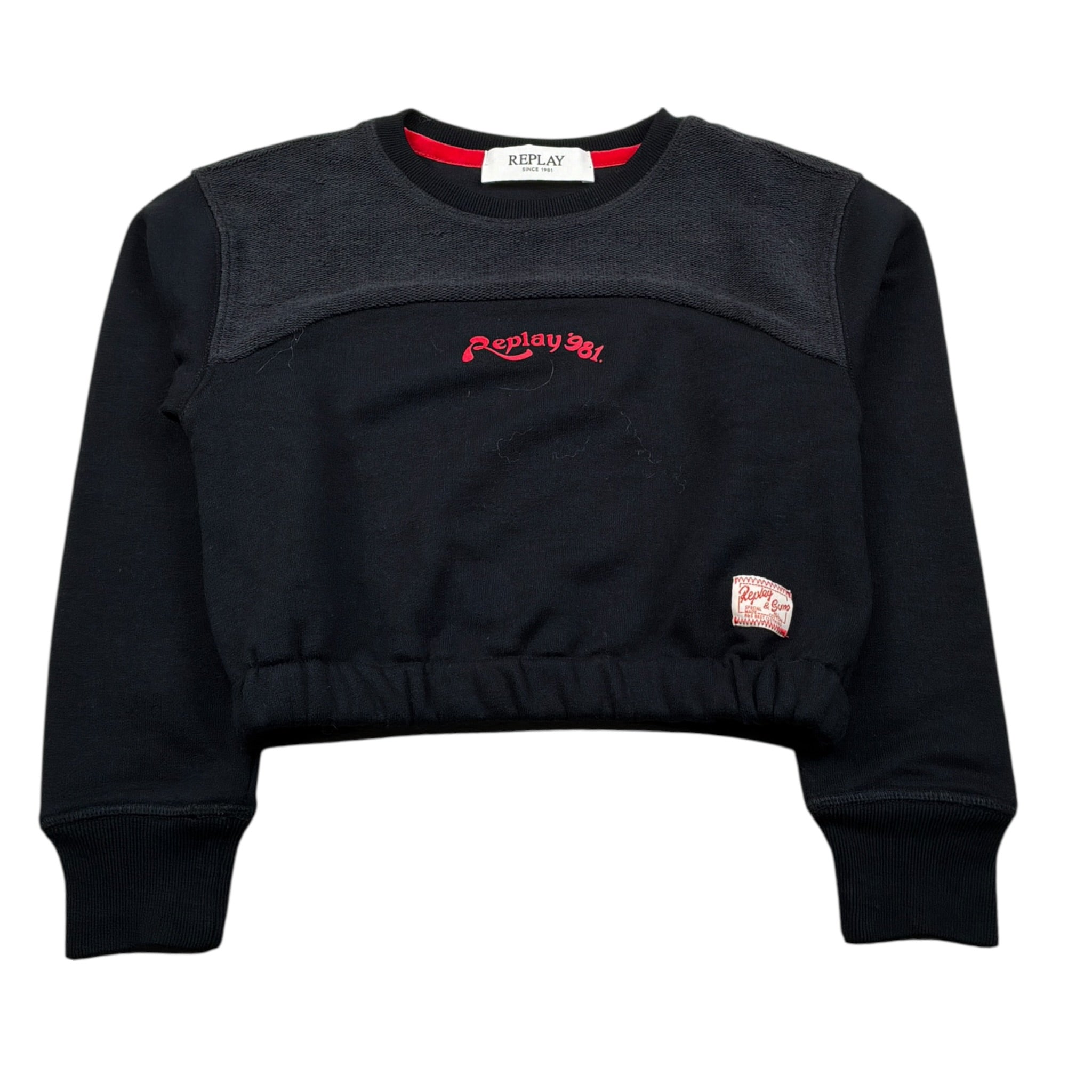 Replay Felpa Chiusa Girocollo tinta unita Nero per Bambina SG2349 NERO REPLAY 