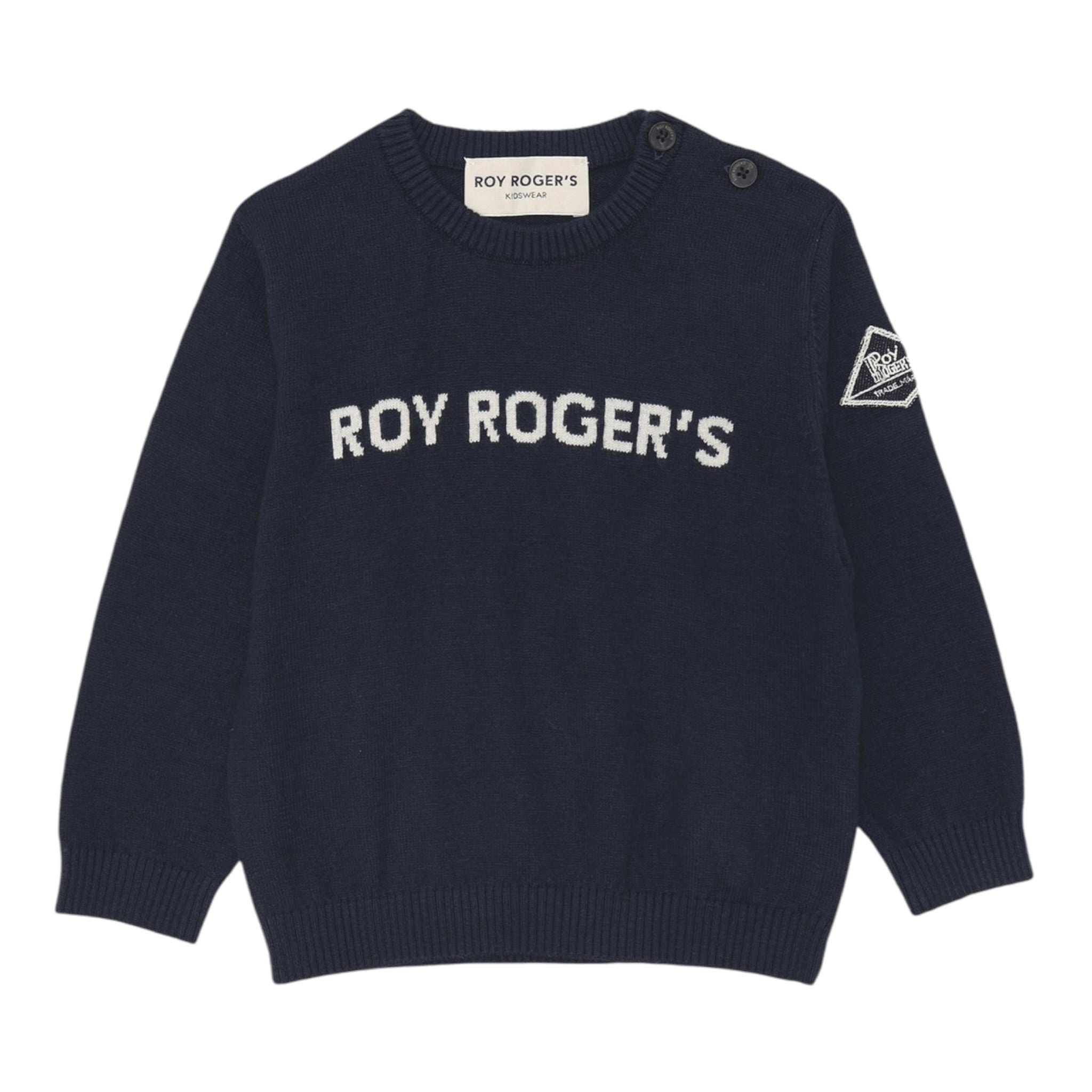 Roy Roger'S Maglia Girocollo tinta unita con Logo Blu per Neonato RF190X BLU ROY ROGER'S 