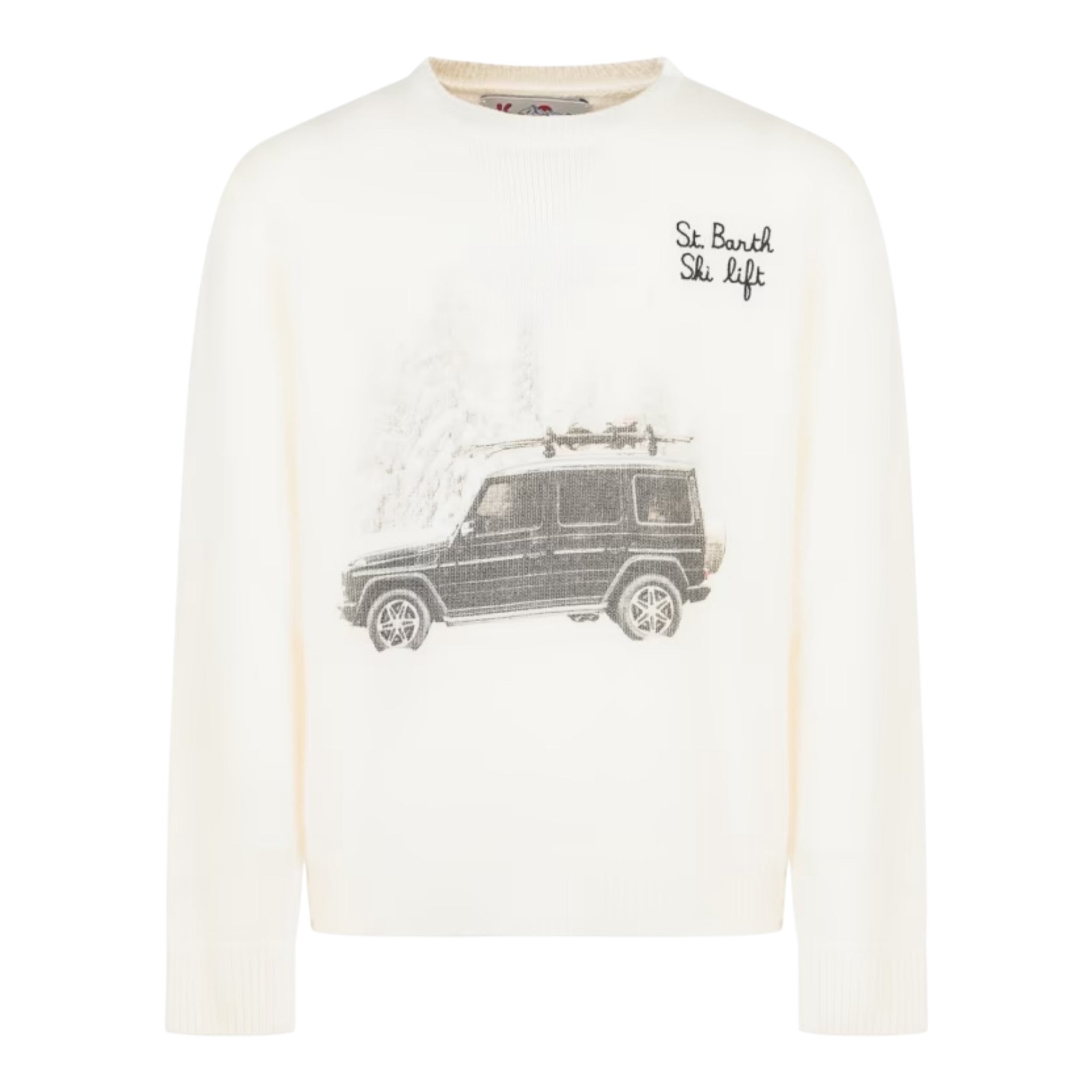 Saint Barth Maglia Girocollo tinta unita con Stampa Panna per Bambino 001901594I PANNA SAINT BARTH 
