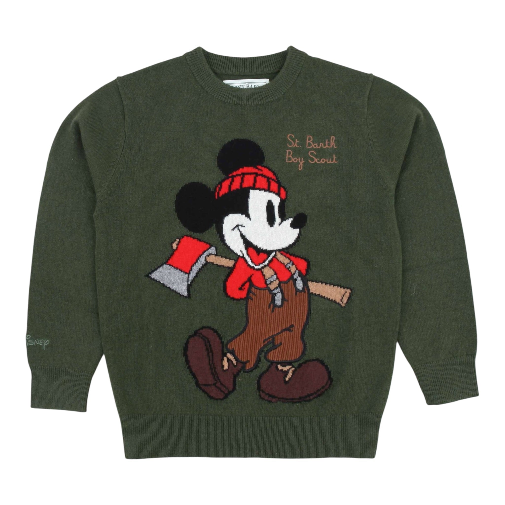 Saint Barth Maglia Girocollo tinta unita con Ricami Verde per Bambino 00339I VERDE SAINT BARTH 