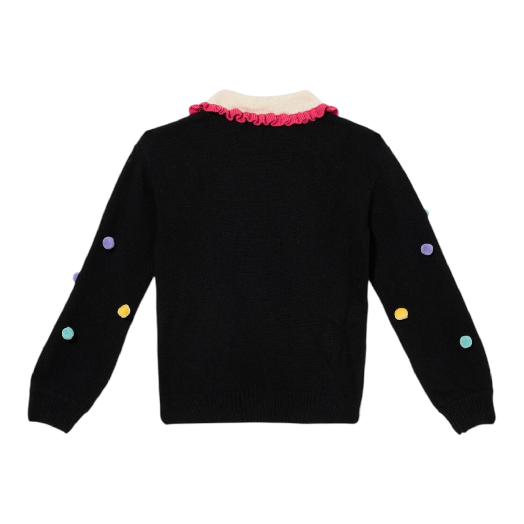 Saint Barth Maglia tinta unita con Colletto Nero per Bambina 01909G NERO SAINT BARTH 