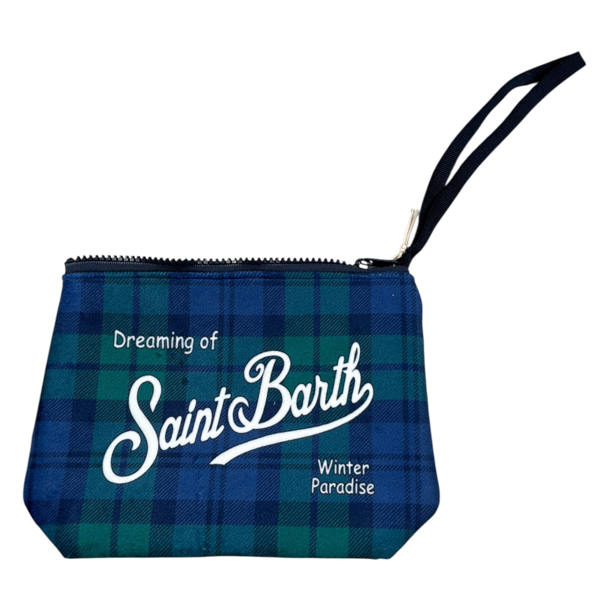 Saint Barth Borsello tinta unita con Stampa Blu per Bambino ALI0002TARTAN BLU SAINT BARTH 